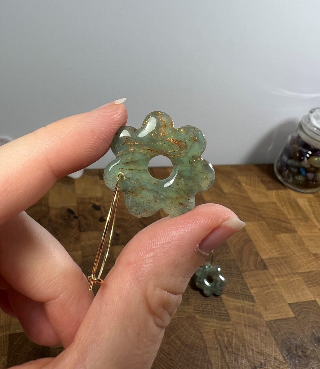 Kytička zelený křemen na zlatě - Obrázek 4